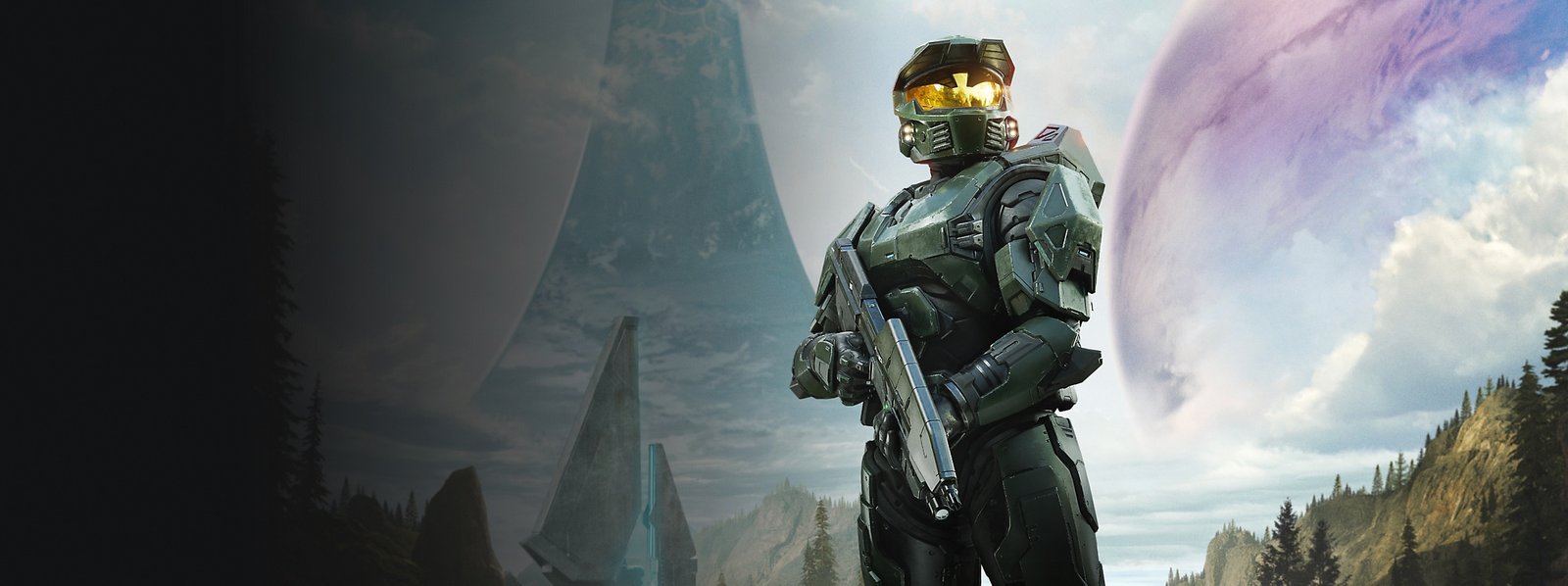 Master Chief diante do anel em Halo: Campaign Evolved