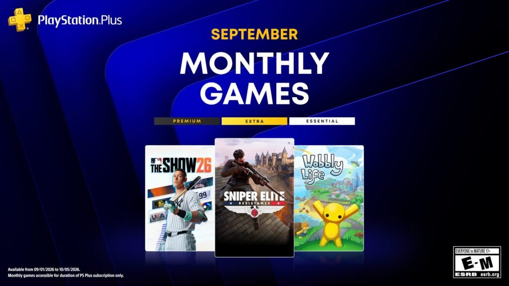 Arte editorial para PS Plus de setembro traz quatro jogos — e agosto termina na segunda